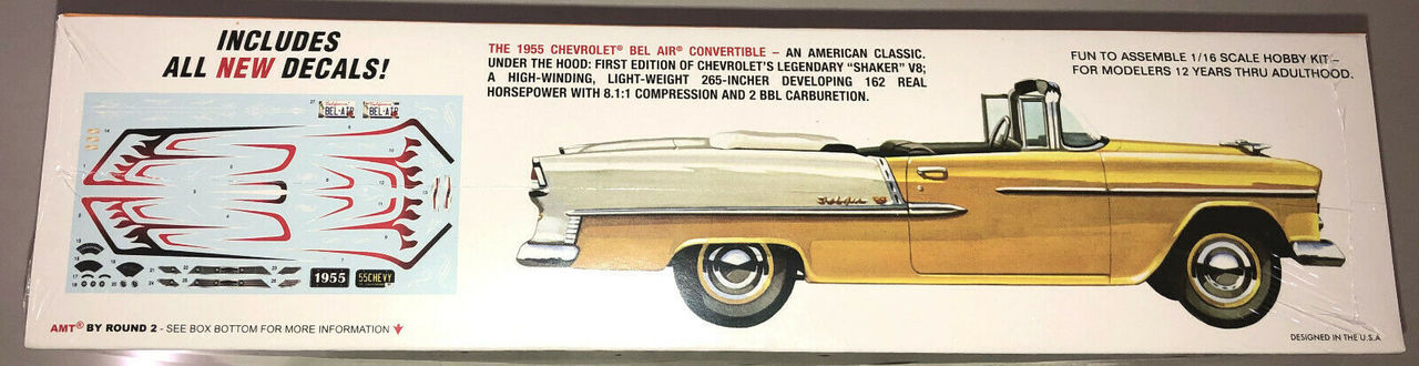AMT 1955 CHEVY BEL AIR HARDTOP 1:16 SCALE MODEL KIT