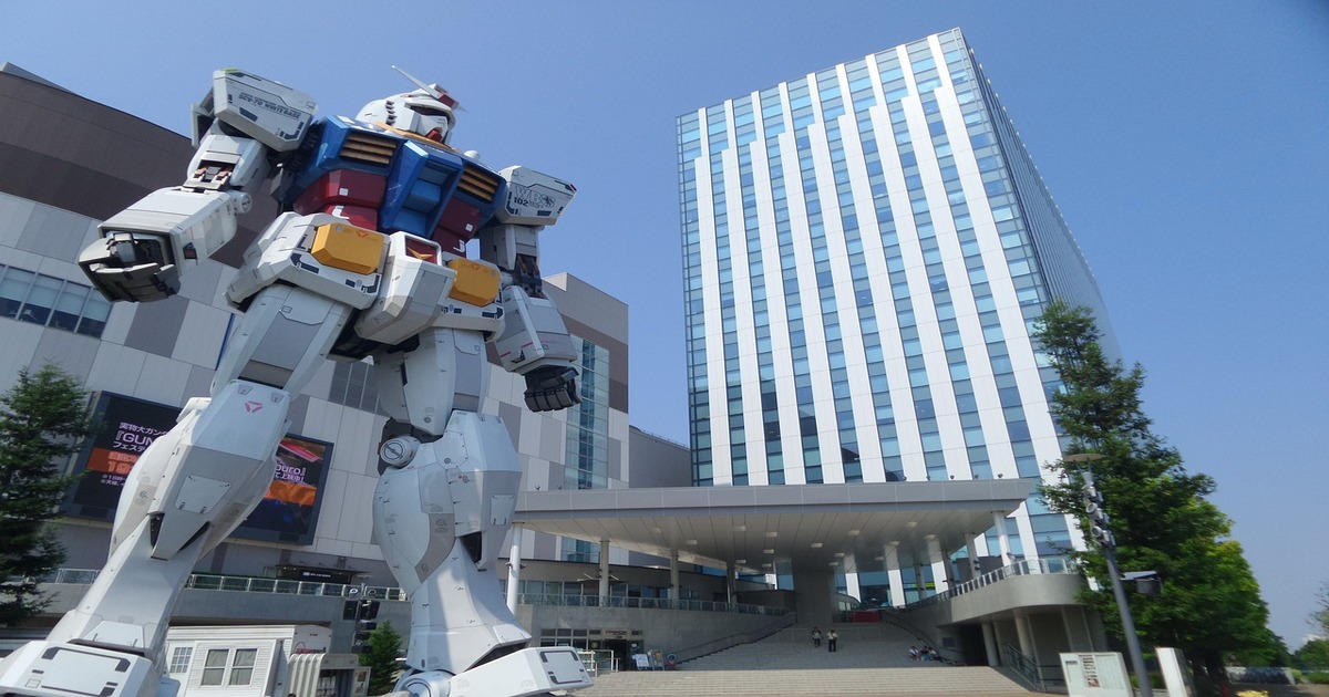 The statue of the RX-78-2 Gundam from Mobile Suit Gundam in Tokyo.