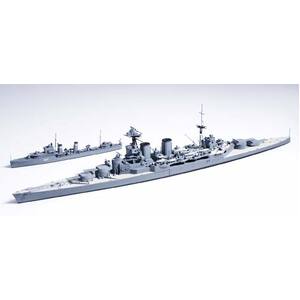 Tamiya 31806 British Battle Cruiser Hood & E Class Destroyer Battle of the Denmark Strait 1/700 Scale Model Water Line Series 31806