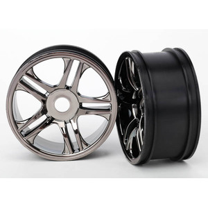 TRAXXAS 6476: Wheels, split-spoke (black chrome) (rear) (2)