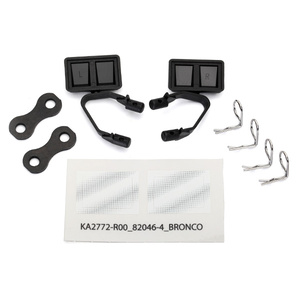 TRAXXAS 8073: Mirrors, side, black (left & right)/ retainers (2)/ body clips (4) (fits  8010 body)