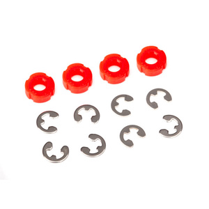 TRAXXAS 8261 Piston, damper (red) (4)/ e-clips (8)