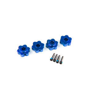 TRAXXAS 8956X: Wheel hubs, hex, aluminum (blue-anodized) (4)/ 4x13mm screw pins (4)