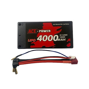 Ace Power 2S 7.6v 4000mAh 100C Hard Case HV Shorty LiPo Battery w/ Deans Connector