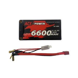 Ace Power 2S 7.6v 6600mAh 180C Hard Case HV Shorty LiPo Battery w/ Deans Connector