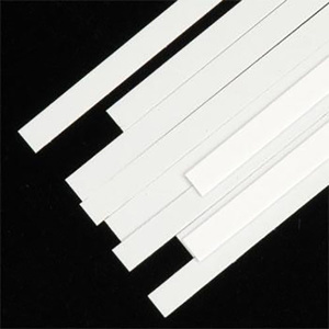 Evergreen 8112 Plastic Styrene Strips 1x12 HO Size: .011" x .135" (.28mm x 3.43mm) Qty 10