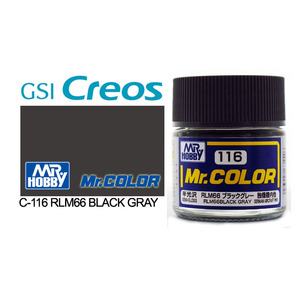 Gunze C116 Mr. Color Semi Gloss RLM66 Black Grey Solvent Based Acrylic Paint 10mL