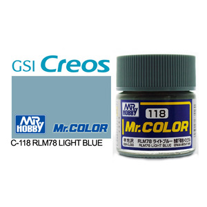 Gunze C118 Mr. Color Semi Gloss RLM78 Light Blue Solvent Based Acrylic Paint 10mL
