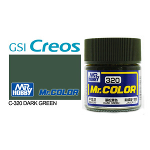 Gunze C320 Mr. Color Semi Gloss Dark Green Solvent Based Acrylic Paint 10mL