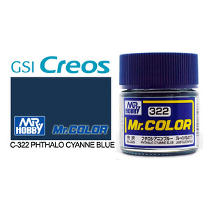 Gunze C322 Mr. Color Gloss Phthalo Cyanne Blue Solvent Based Acrylic Paint 10mL