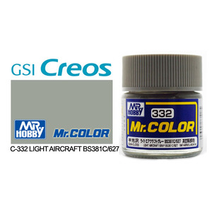 Gunze C332 Mr. Color Semi Gloss Light Aircraft Grey BS381C/627 Solvent Based Acrylic Paint 10mL