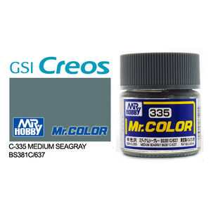 Gunze C335 Mr. Color Semi Gloss Medium Sea Grey BS381C/637 Solvent Based Acrylic Paint 10mL
