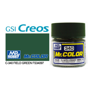 Gunze C340 Mr. Color Semi Gloss Field Green FS34097 Solvent Based Acrylic Paint 10mL