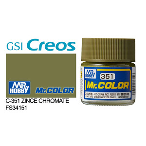 Gunze C351 Mr. Color Flat Zinc-Chromate Type I FS34151 Solvent Based Acrylic Paint 10mL