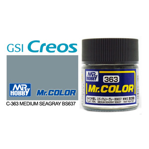 Gunze C363 Mr. Color Flat Medium Sea Grey BS637 Solvent Based Acrylic Paint 10mL