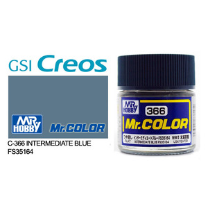 Gunze C366 Mr. Color Flat Intermediate Blue FS35164 Solvent Based Acrylic Paint 10mL