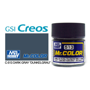 Gunze C513 Mr. Color Flat Dark Grey "Dunkel Grau" Solvent Based Acrylic Paint 10mL