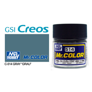 Gunze C514 Mr. Color Flat Grey "Grau" Solvent Based Acrylic Paint 10mL