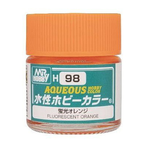 Mr Hobby H098 Aqueous Fluorescent Orange Acrylic Paint 10mL