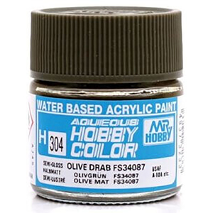 Mr Hobby H304 Aqueous Semi Gloss Olive Drab FS34087 Acrylic Paint