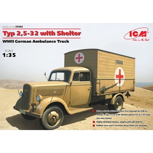 ICM 35402 German Ambulance Truck TYP 2, 5-32 W/Shelter, WWII 1/35  35402