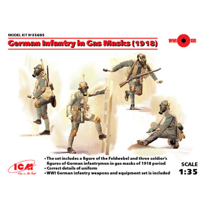 ICM 35695 German Infantry in Gas Masks (1918) 1/35 Scale Plastic Model Kit