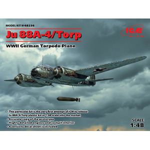 ICM 48236 Ju 88A-4/Torp WWII German Torpedo Plane 1:48 Scale Plastic Model Kit