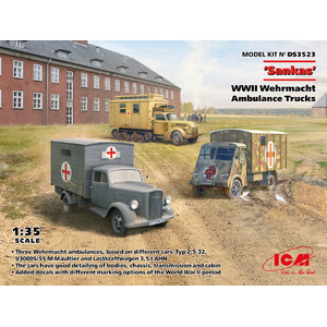 ICM DS3523 ?Sankas? WWII Wehrmacht Ambulance Trucks 1/35 Scale Plastic Model Kit