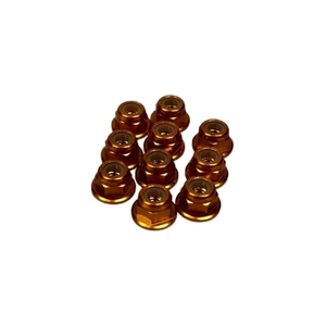 Q-World 3mm Nylon Flanged Nut Orange/Gold, 10pcs