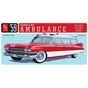 AMT 1395 1959 Cadillac Ambulance w/Gurney 1:25 Scale Plastic Model Kit