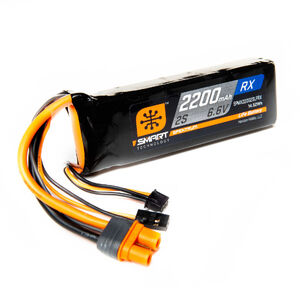 Spektrum SPMX22002SLFRX 6.6V 2200mAh 2S 15C Smart LiFe Rx Battery: JR/IC3