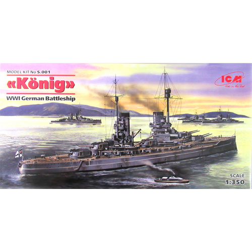 ICM S001 Konig German Battleship WWI, 501 mm, 1/350 Scale #S.001